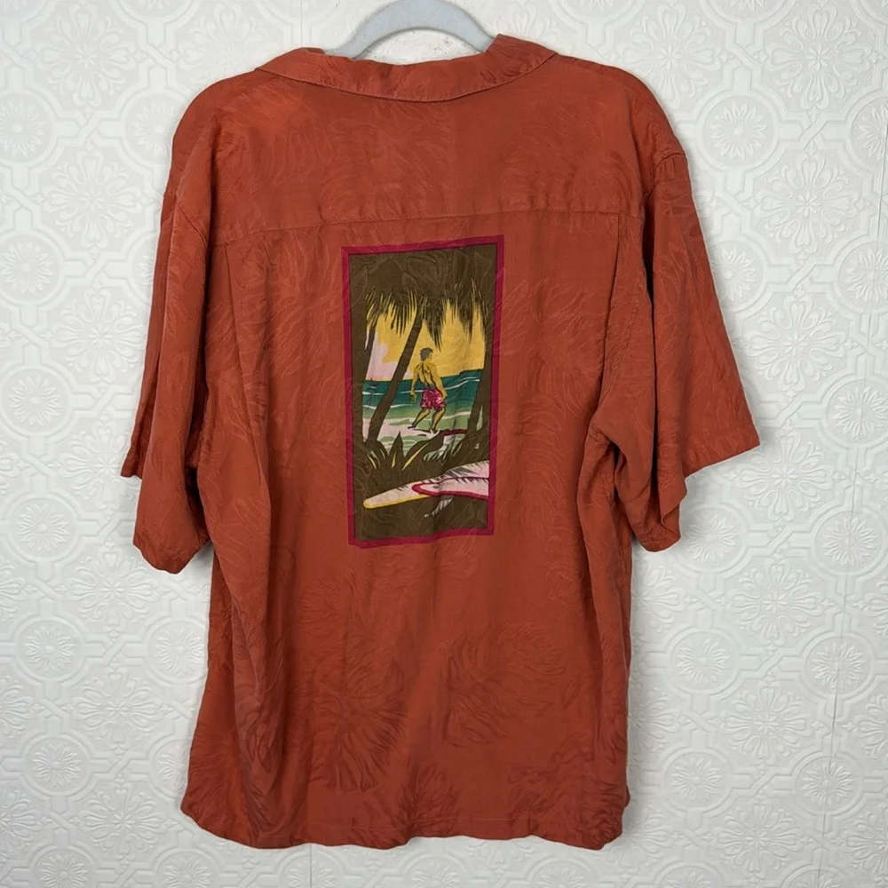 M‎ Field Reyn Spooner 100% Silk Button Up Shirt Beach Graphic Hawaii Bowling